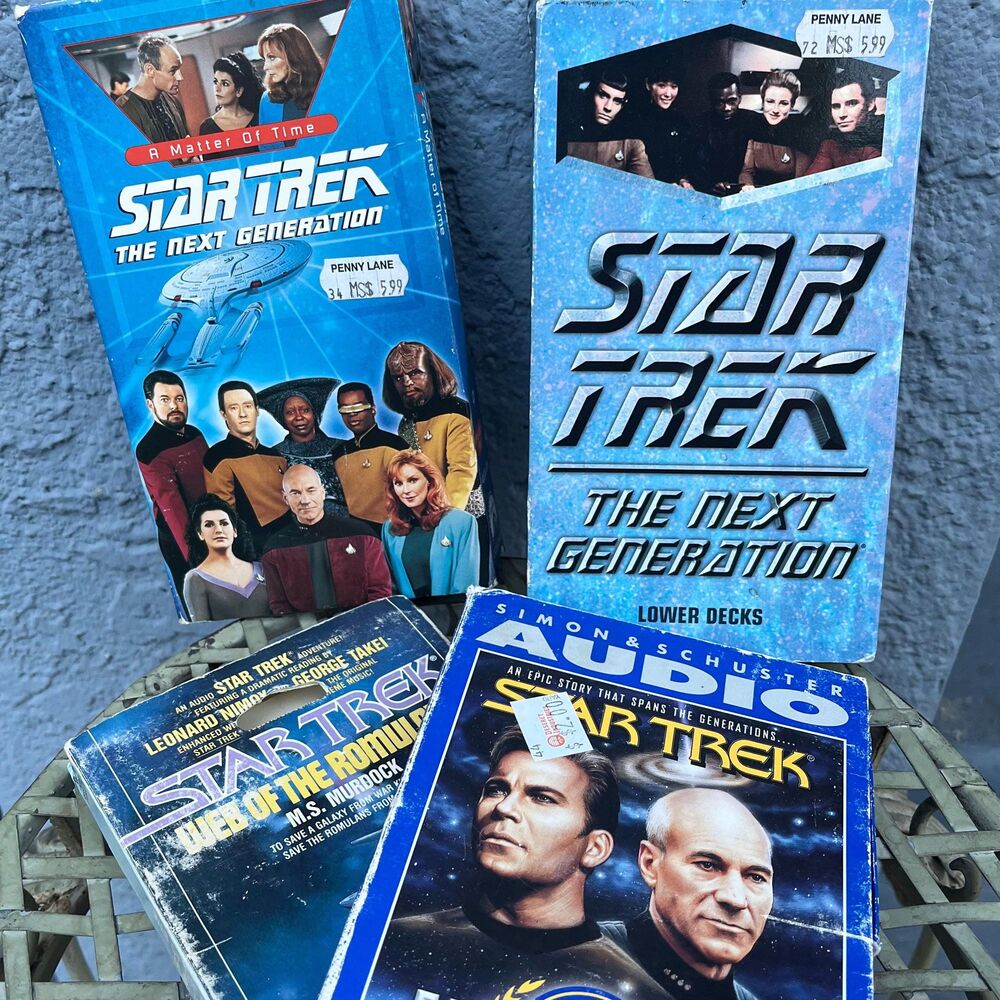 Star Trek Set VHS tape and Audiobook Cassette tapes TNG analog media